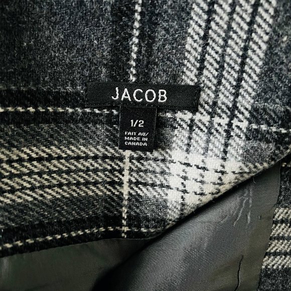 Jacob Gray Wool Plaid A-Line Skirt - Picture 9 of 10